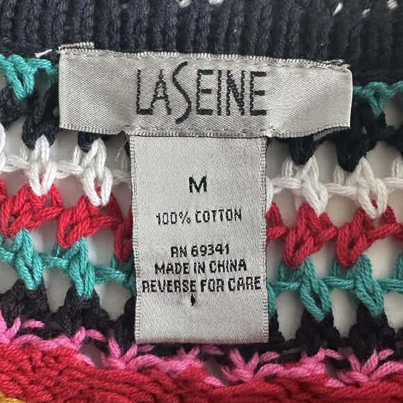 LaSeine Sweater Womens‎ M Crochet Open Knit Boho Pullover Festival Hippie 70s - Picture 5 of 10